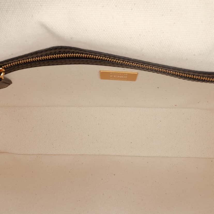 Fendi Chinese Valentines Day Zucca Embroidered Canvas Baguette Satchel Brown Canvas Good condition - Model View