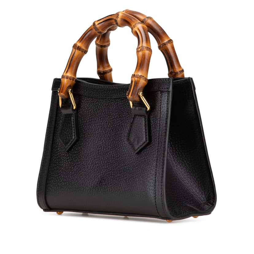 Gucci Small Calfskin Bamboo Diana Satchel Black Leather Good condition - Back View