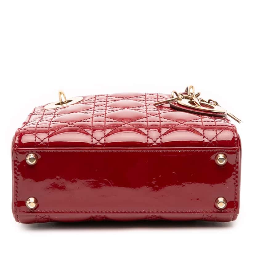 Dior Mini Patent Cannage Lady Dior Red Leather Good condition - Inside View