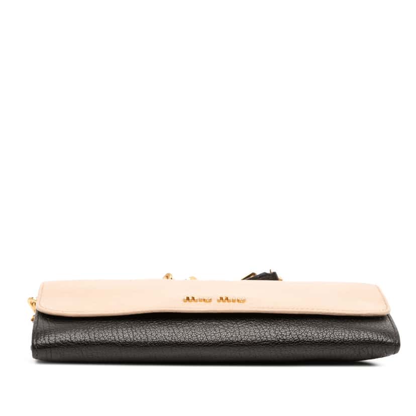 Miu Miu Bicolor Leather Wallet On Chain Brown Leather Good condition - Inside View