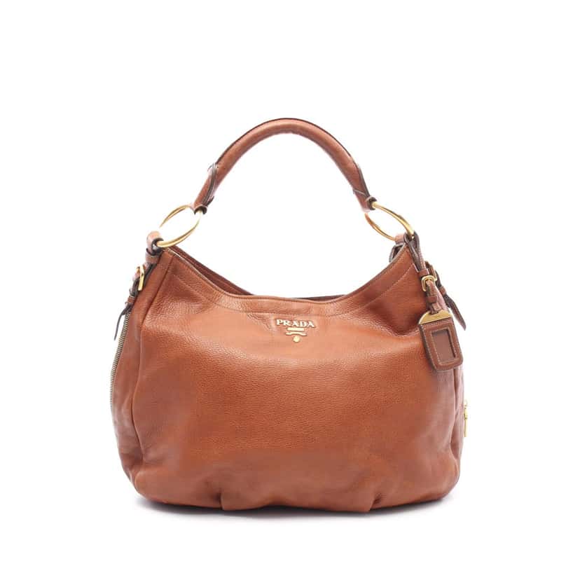 Prada Cervo Antik Hobo Bag Brown Leather Good condition - Front View