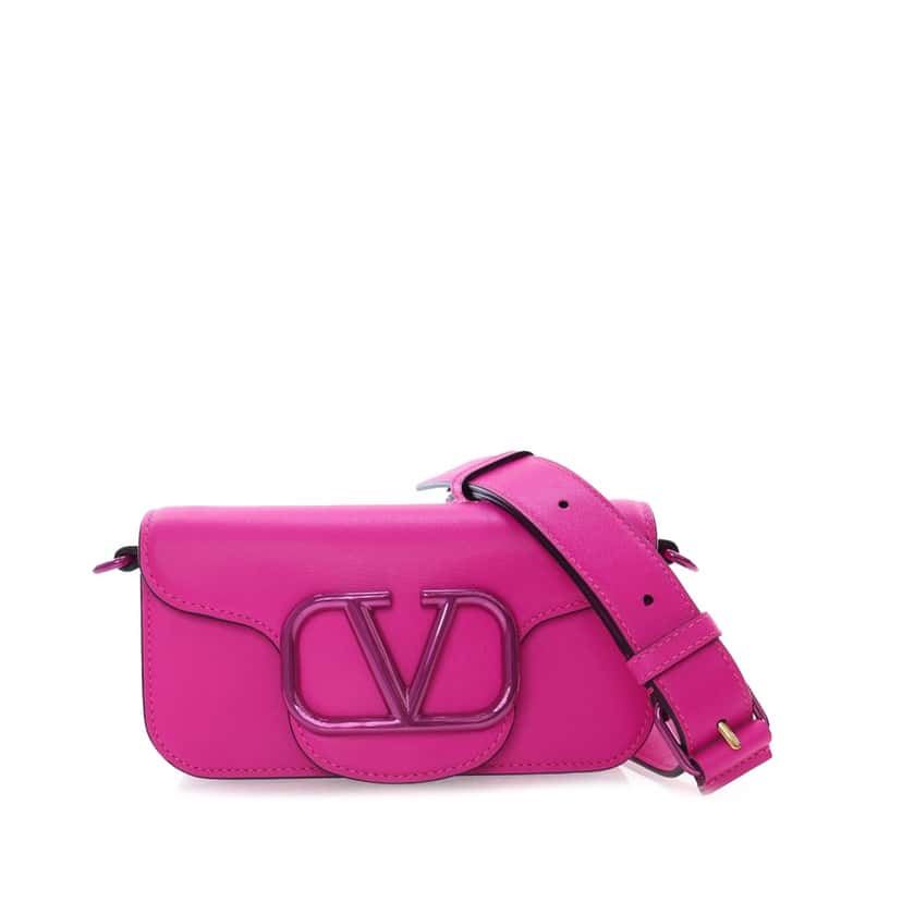Valentino Small Calfskin VLogo Loco Satchel Pink Leather Good condition - Front View