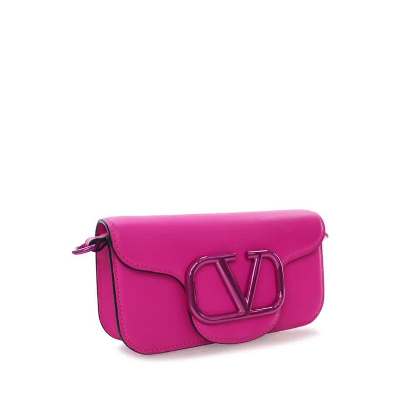 Valentino Small Calfskin VLogo Loco Satchel Pink Leather Good condition - Back View