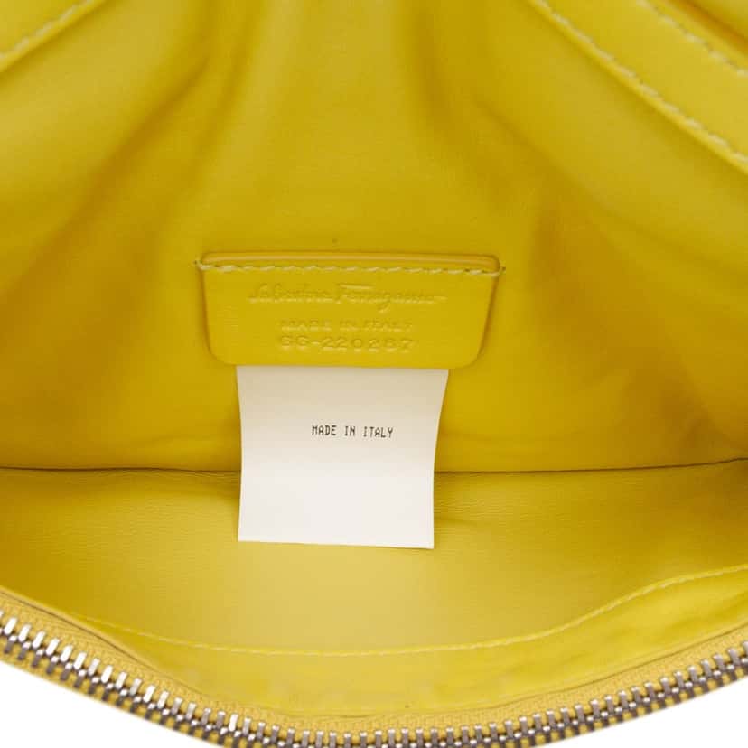 Salvatore Ferragamo Padded Leather Viva Bow Crossbody Yellow Leather Good condition - Model View