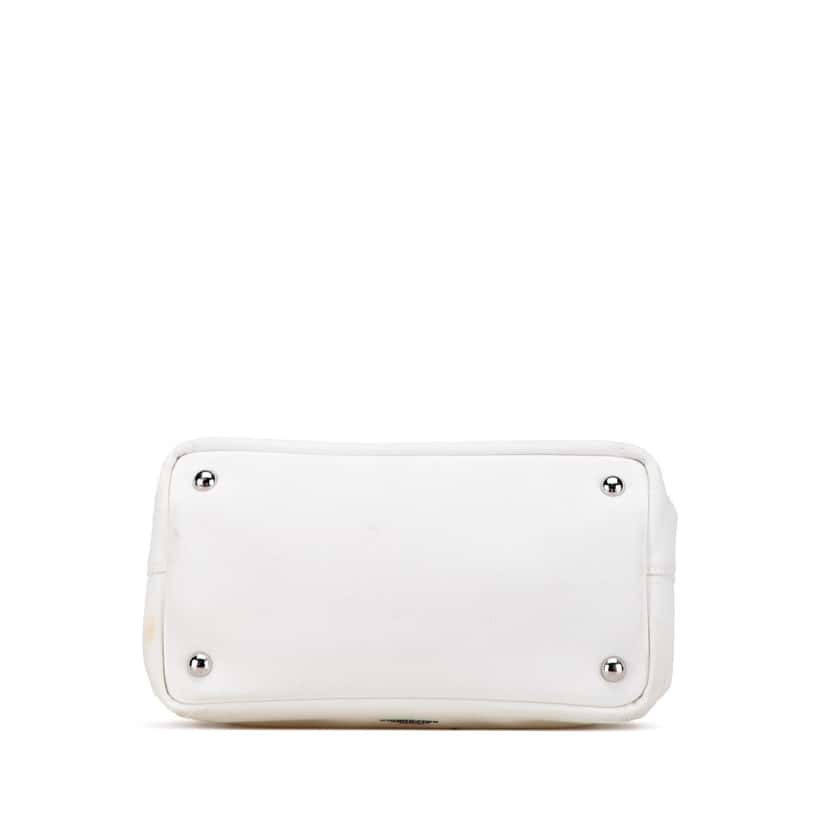 Prada Small Canvas Canapa Floral And Symbols Satchel White Canvas Good condition - Inside View