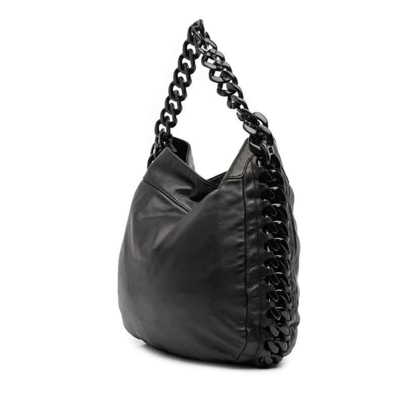 Chanel Calfskin Modern Chain Rhodoid Hobo Black Leather Good condition - Back View