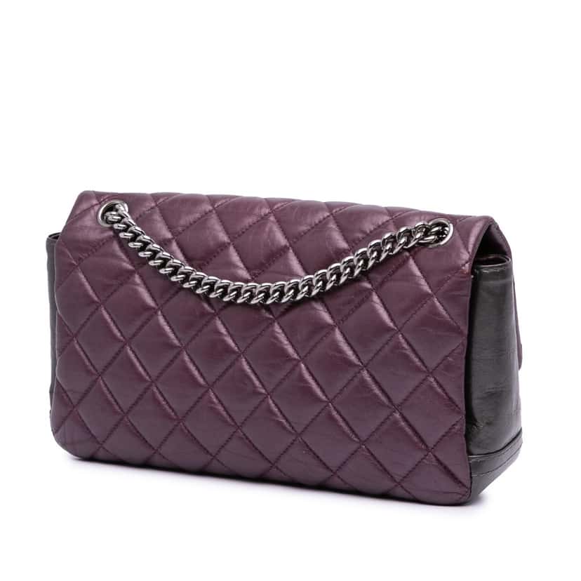 Chanel Aged Calfskin Lady Pearly Flap Purple Leather Good condition - Back View