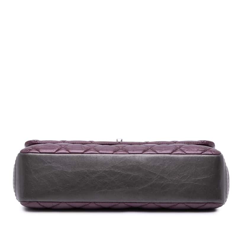 Chanel Aged Calfskin Lady Pearly Flap Purple Leather Good condition - Inside View