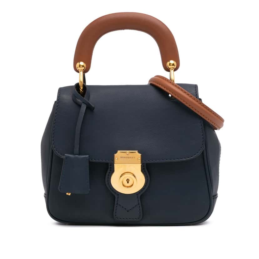 Burberry Small Trench Calfskin DK88 Top Handle Bag Blue Leather Good condition - Front View