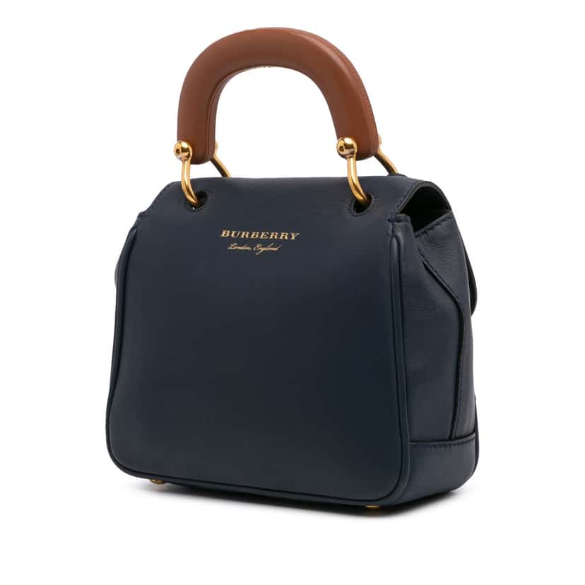 Burberry Small Trench Calfskin DK88 Top Handle Bag Blue Leather Good condition - Back View