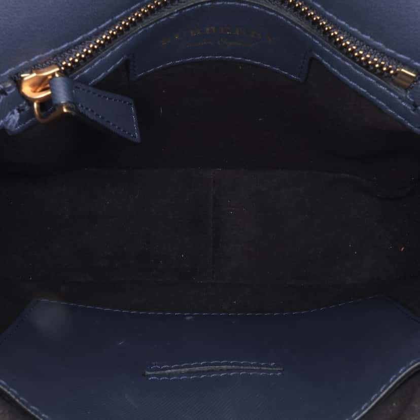 Burberry Small Trench Calfskin DK88 Top Handle Bag Blue Leather Good condition - Model View