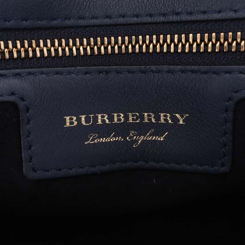 Burberry Small Trench Calfskin DK88 Top Handle Bag Blue Leather Good condition - Box View