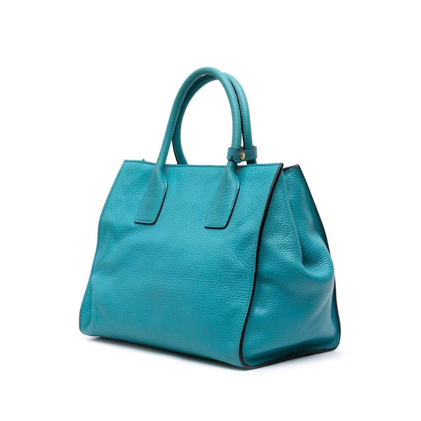 Prada Vitello Daino Open Convertible Tote Blue Leather Good condition - Back View