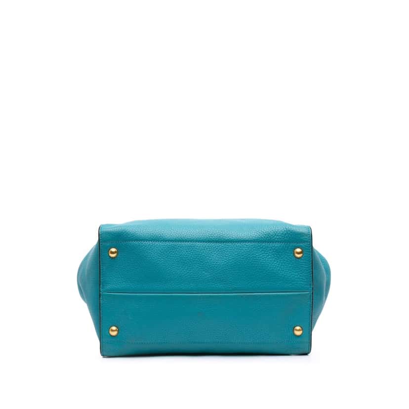 Prada Vitello Daino Open Convertible Tote Blue Leather Good condition - Inside View