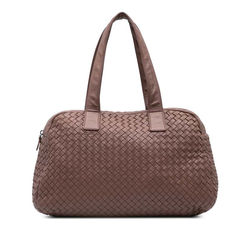 Bottega Veneta Nappa Intrecciato Shoulder Bag Brown Leather Good condition - Front View