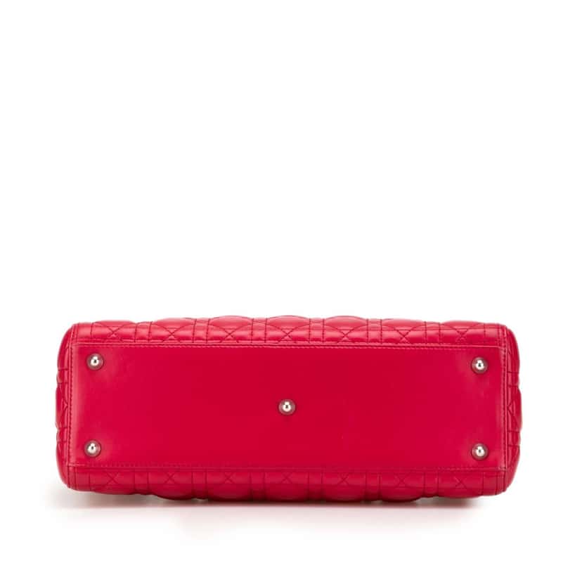 Dior Large Lambskin Cannage Lady Dior Red Leather Very good condition - Inside View