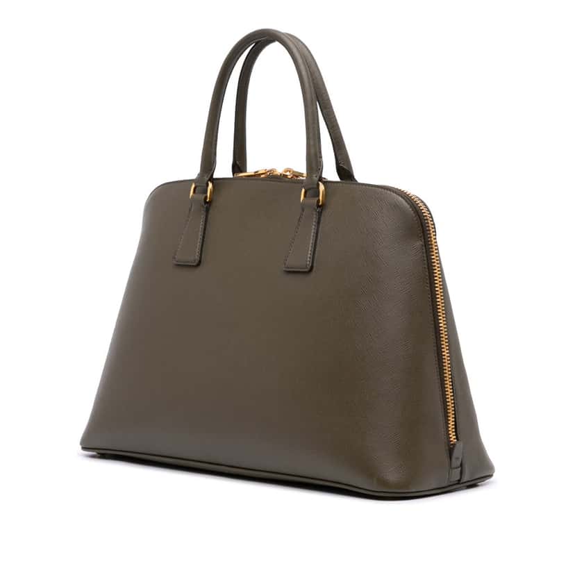 Prada Large Saffiano Lux Promenade Satchel Brown Leather Good condition - Back View