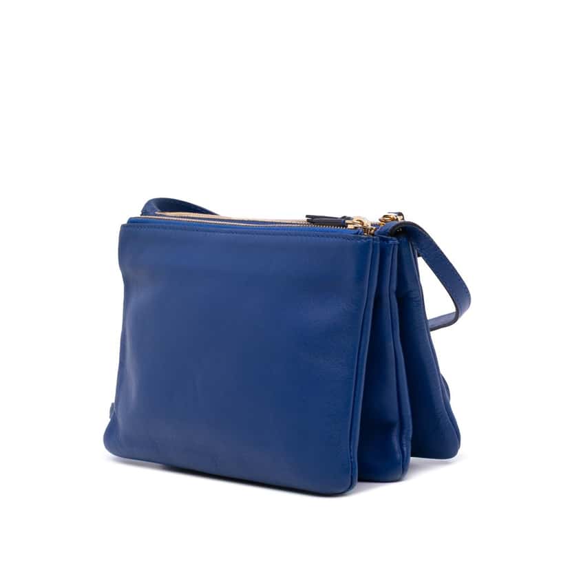 Celine Small Lambskin Trio Crossbody Blue Leather Good condition - Back View