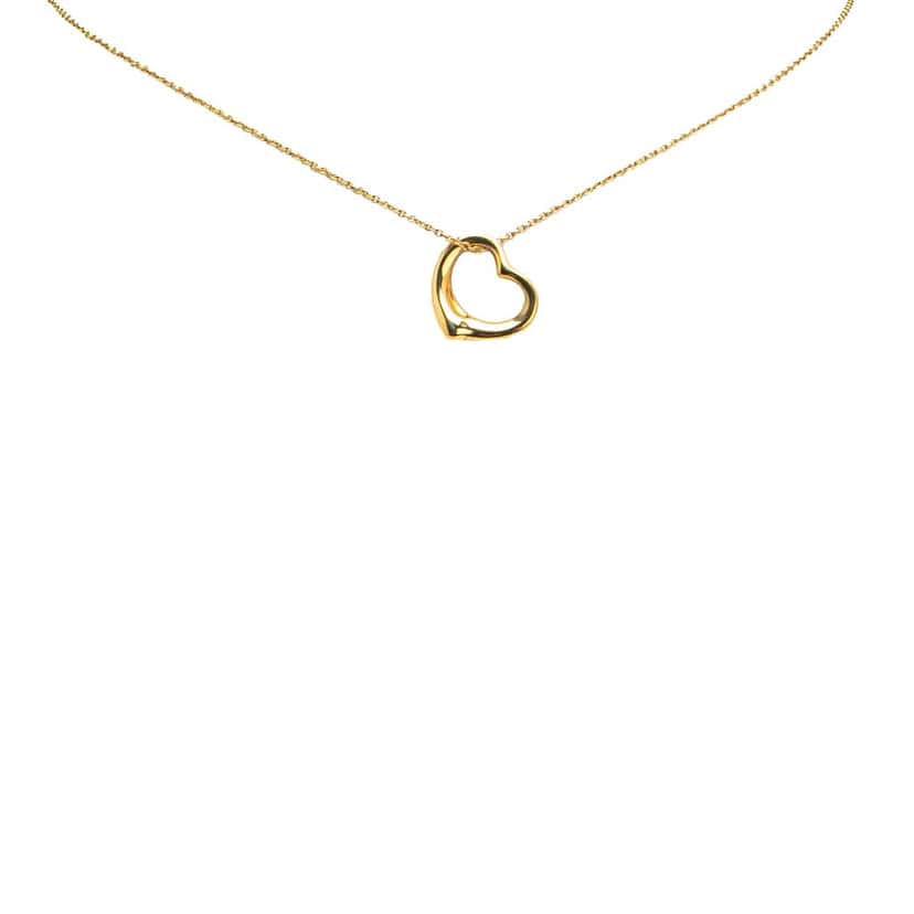 Tiffany & Co Elsa Peretti 18K Yellow Gold Open Heart Pendant Necklace Gold Gold Good condition - Front View