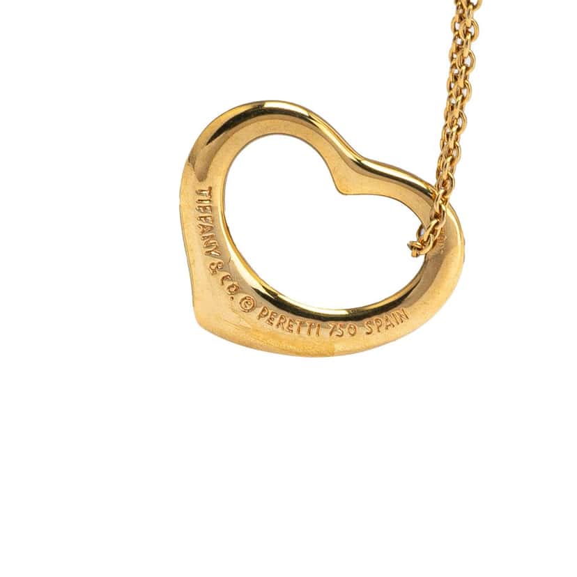Tiffany & Co Elsa Peretti 18K Yellow Gold Open Heart Pendant Necklace Gold Gold Good condition - Back View