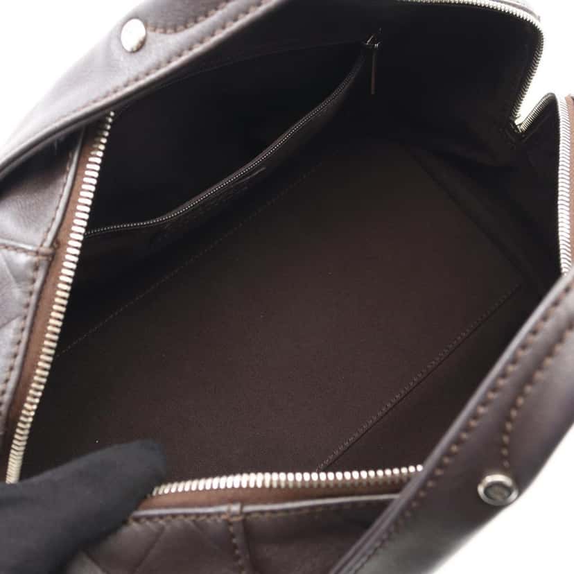 Chanel CC Chevron Quilted Lambskin Boston Bag Brown Leather Good condition - Inside View
