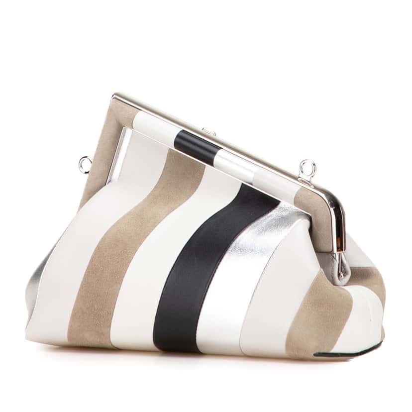 Fendi Small Fendi First Leather and Suede Striped Crossbody Brown Leather Good condition - Back View