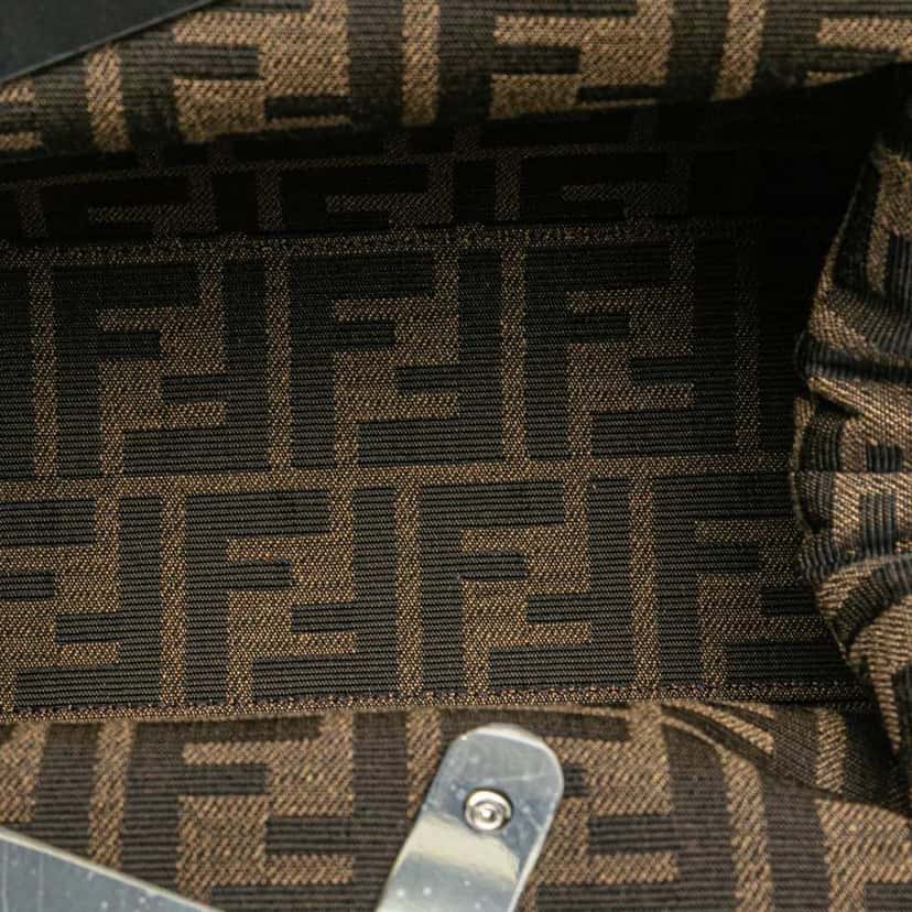 Fendi Small Fendi First Leather and Suede Striped Crossbody Brown Leather Good condition - Model View