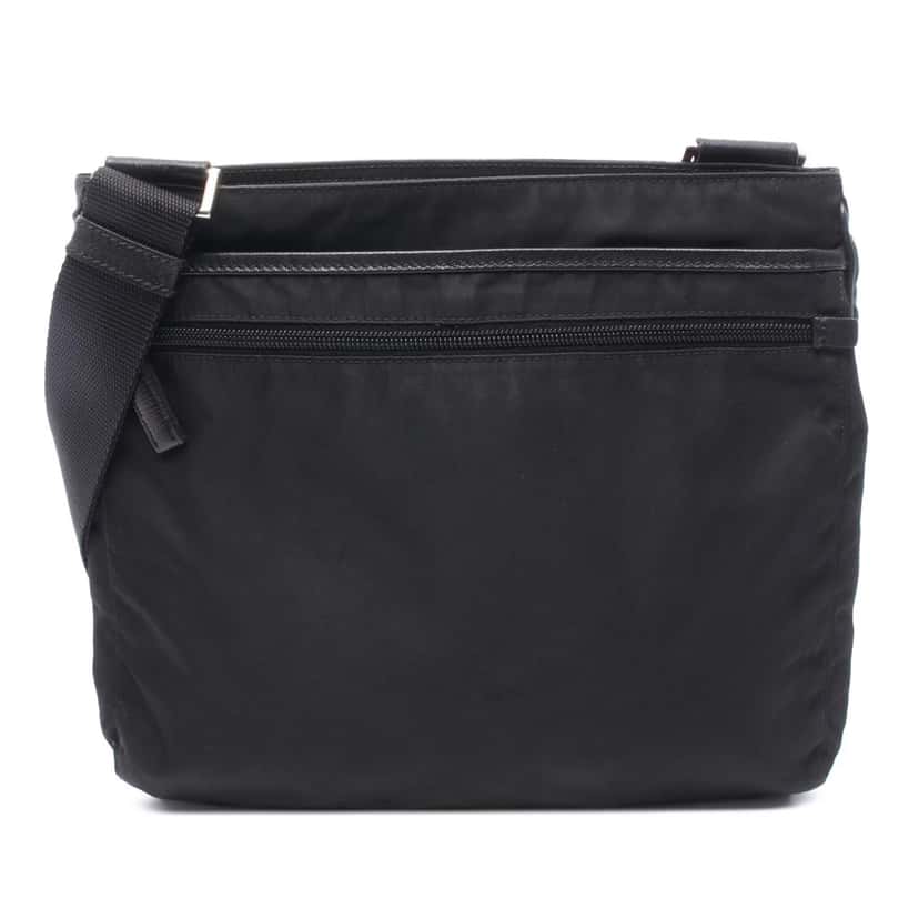 Prada Saffiano Trimmed Re Nylon Zip Top Crossbody Black Good condition - Front View