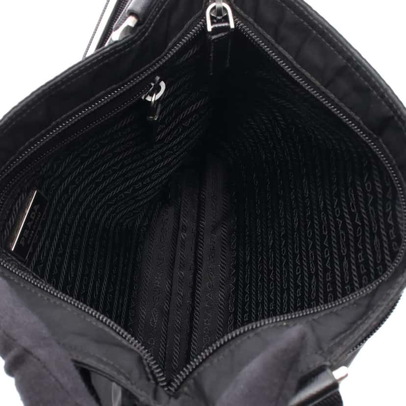 Prada Saffiano Trimmed Re Nylon Zip Top Crossbody Black Good condition - Inside View