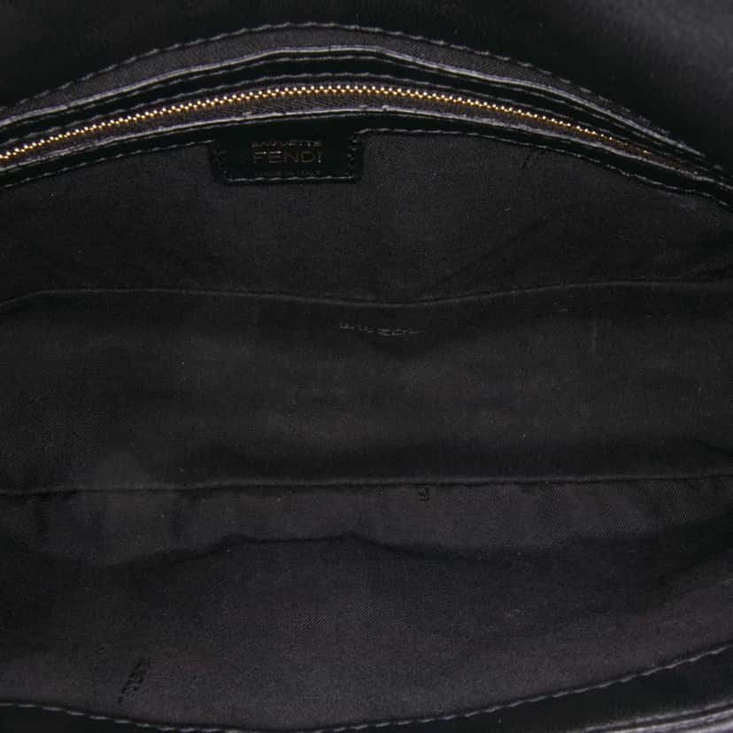 Fendi Zucca Embossed Leather Baguette Satchel Black Leather Good condition - Model View