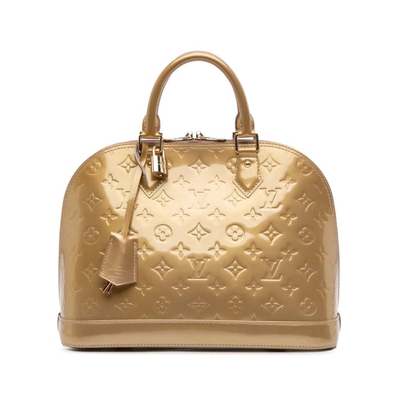Louis Vuitton Monogram Vernis Alma PM Gold Leather Good condition - Front View