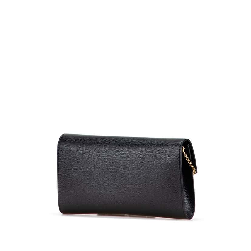 Salvatore Ferragamo Leather Gancini Icona Clutch on Chain Black Leather Good condition - Back View