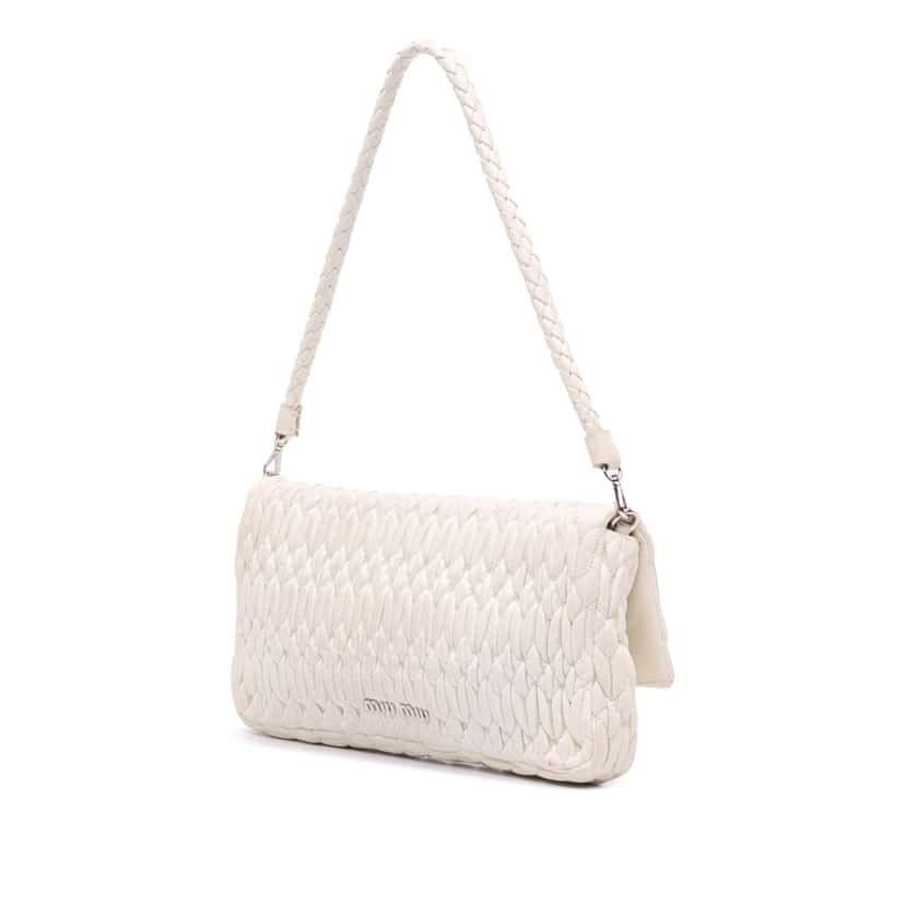 Miu Miu Matelasse Nappa Crystal Shoulder Bag White Leather Good condition - Back View