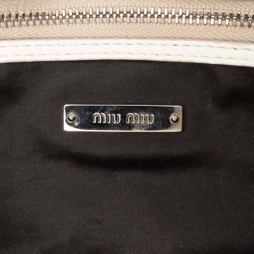 Miu Miu Matelasse Nappa Crystal Shoulder Bag White Leather Good condition - Box View