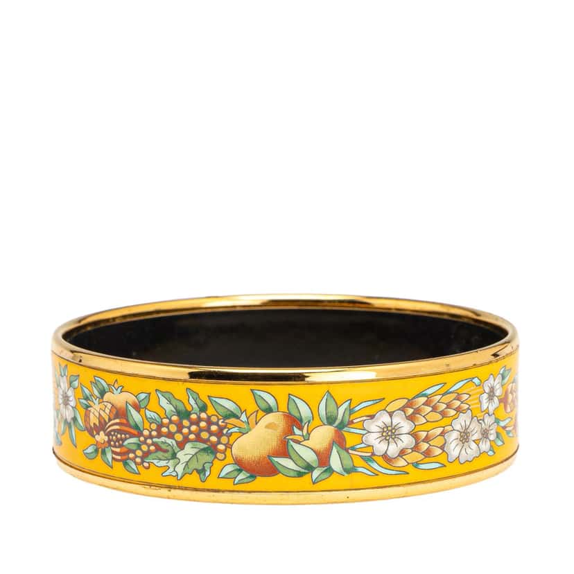 Hermès Wide Enamel Wheat and Fruits Bangle GM Yellow Good condition - Inside View