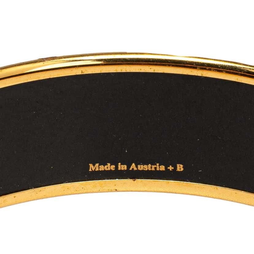 Hermès Wide Enamel Wheat and Fruits Bangle GM Yellow Good condition - Box View