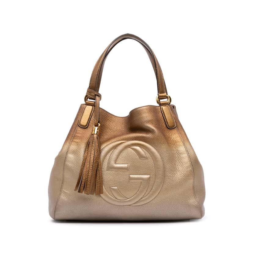 Gucci Medium Leather Ombre Soho Cellarius Tote Gold Leather Good condition - Front View