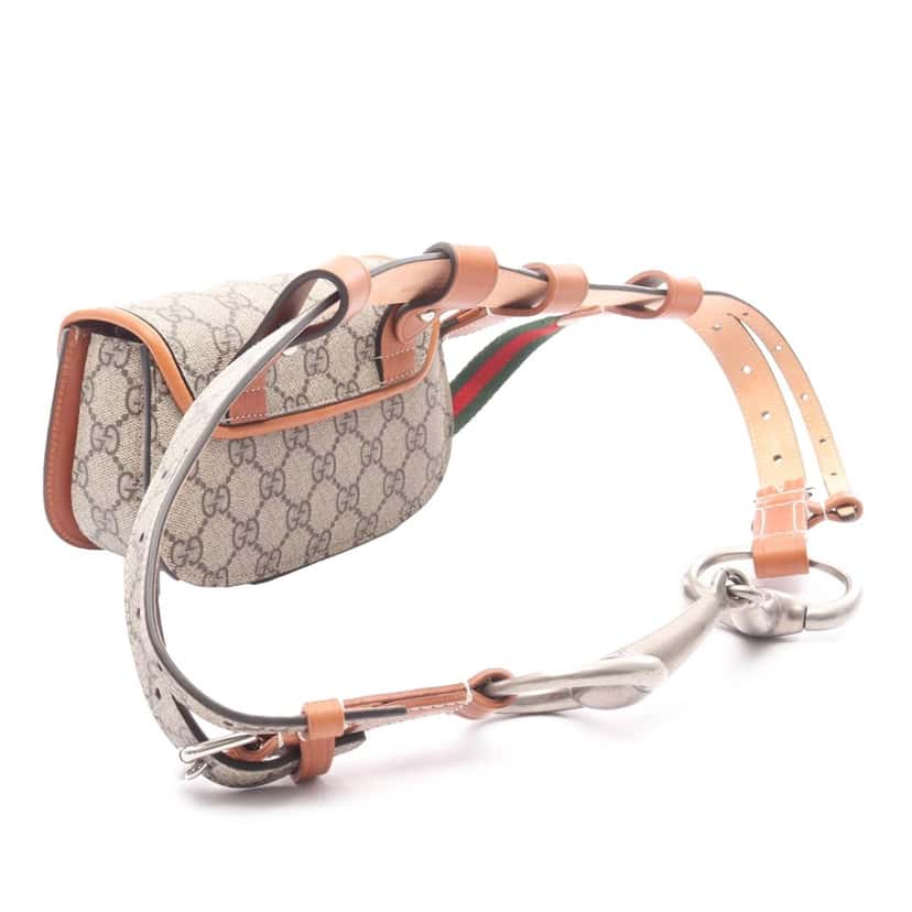 Gucci Mini GG Supreme Web Bamboo 1947 Belt Bag Brown Canvas Good condition - Back View