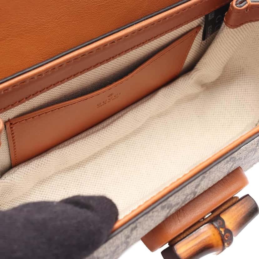 Gucci Mini GG Supreme Web Bamboo 1947 Belt Bag Brown Canvas Good condition - Inside View