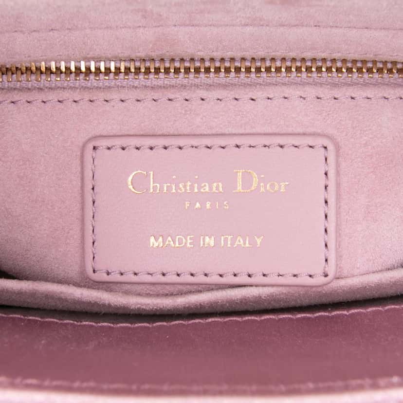 Dior Small Satin Cannage Swarovski Lady Dior Pink Satin Good condition - Box View