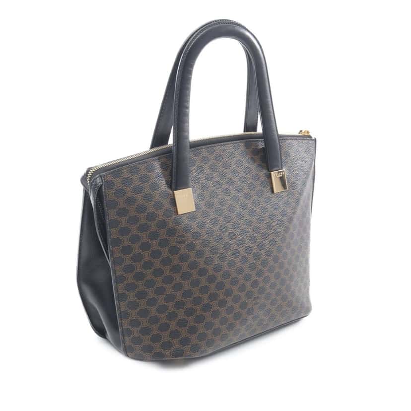 Celine Macadam Coated Canvas Handbag Brown Canvas Good condition - Back View