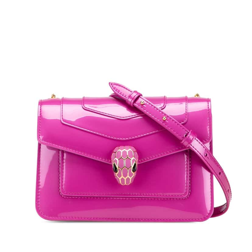 Bvlgari Patent Serpenti Forever Crossbody Pink Leather Good condition - Front View