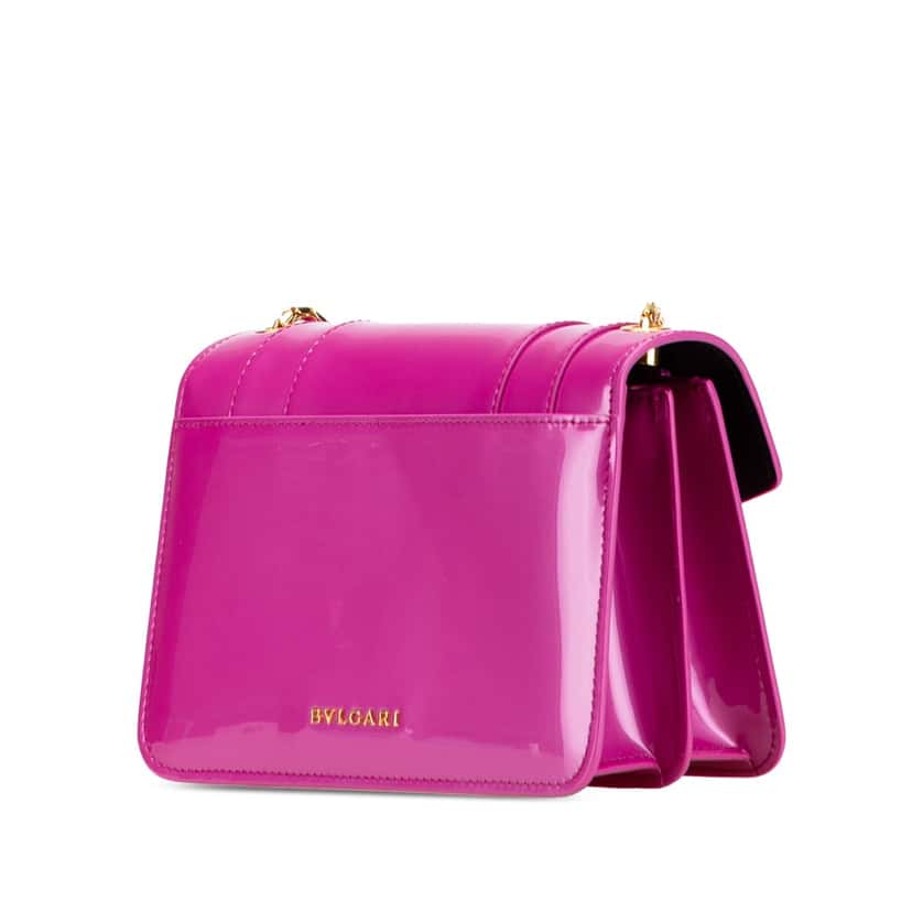 Bvlgari Patent Serpenti Forever Crossbody Pink Leather Good condition - Back View