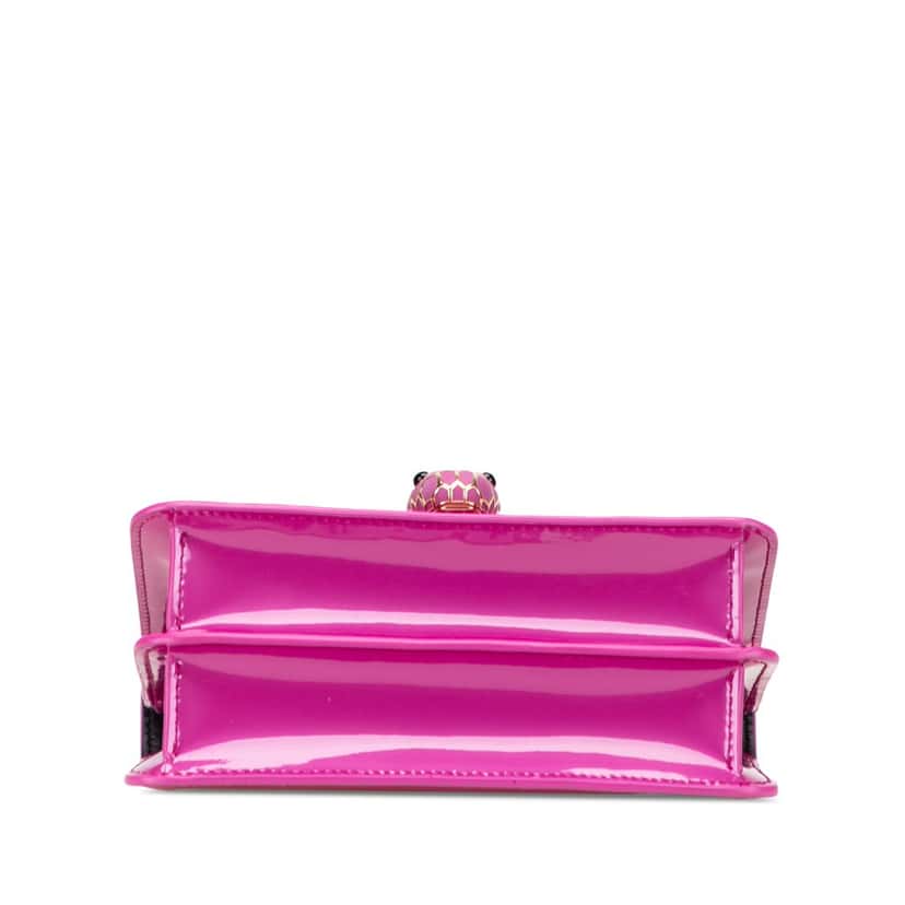 Bvlgari Patent Serpenti Forever Crossbody Pink Leather Good condition - Inside View