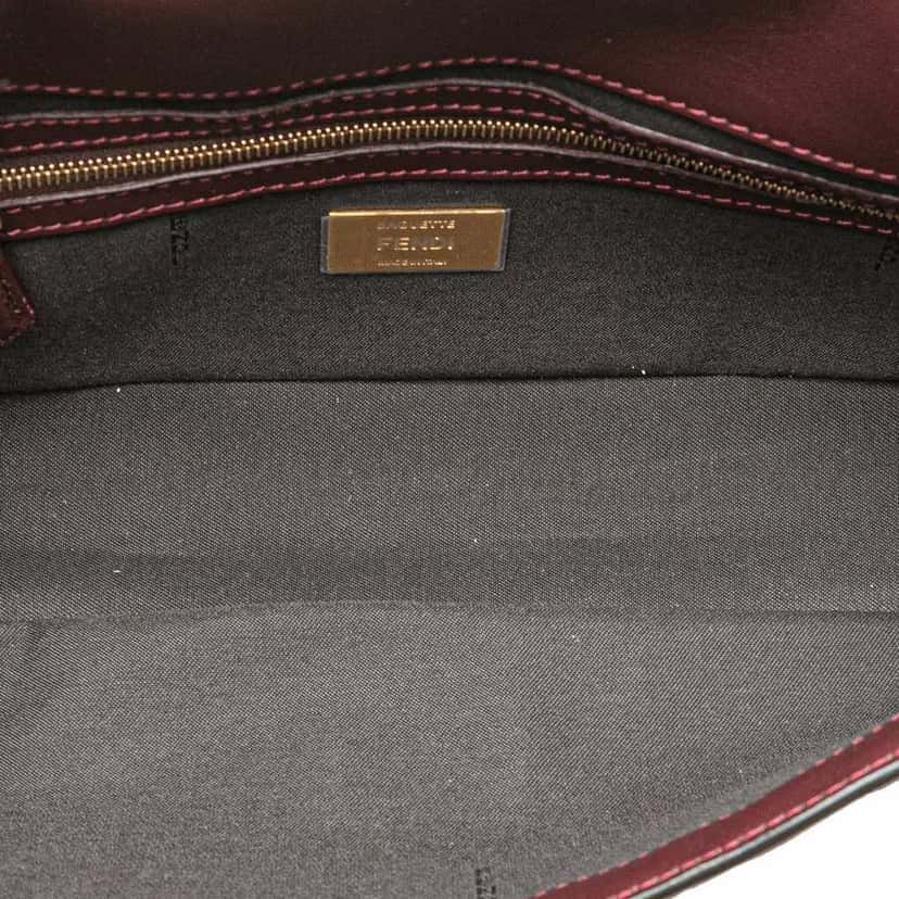 Fendi Zucca Embossed Leather Baguette Satchel Red Leather Good condition - Model View