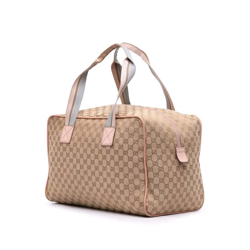 Gucci GG Canvas Web Duffle Bag Brown Canvas Good condition - Back View