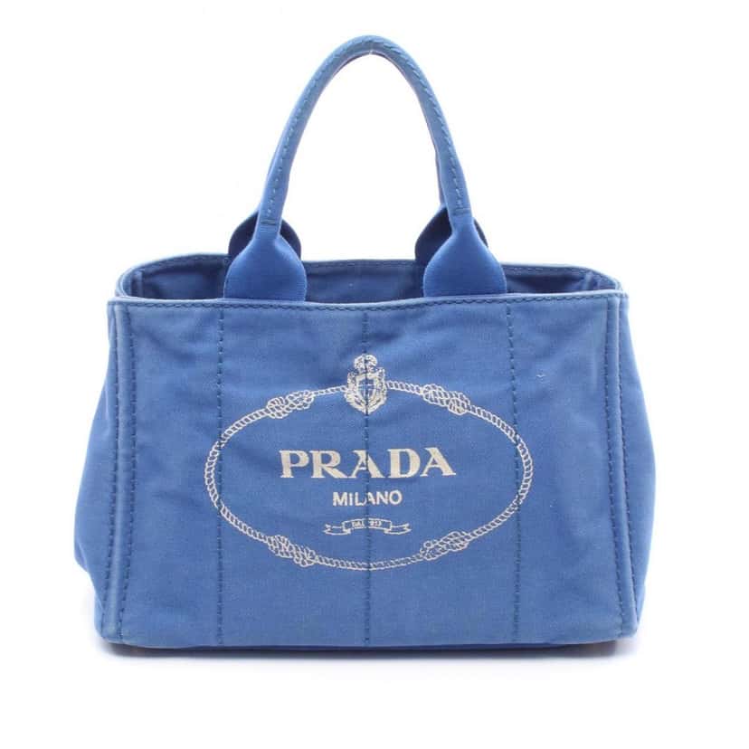 Prada Canvas Canapa Logo Satchel Blue Canvas Good condition - Front View