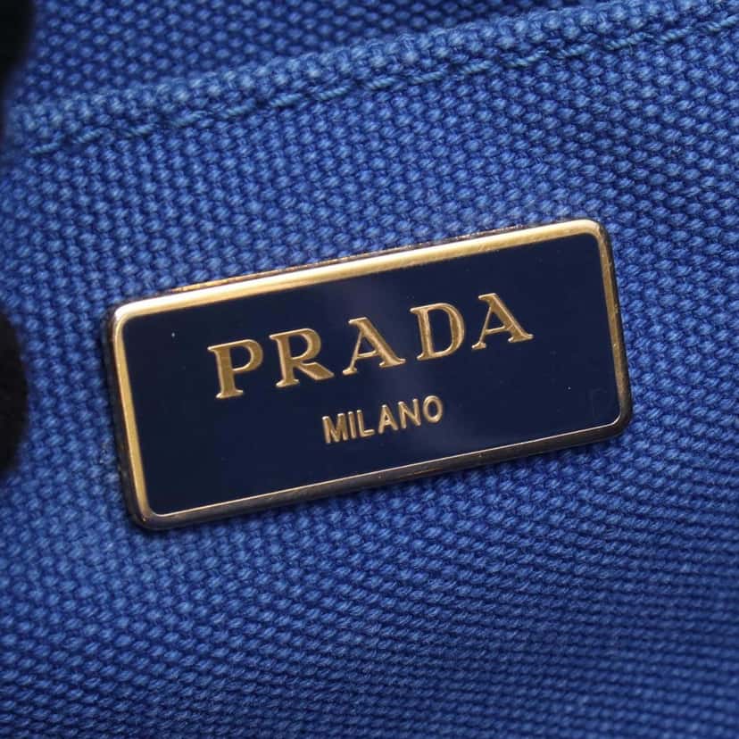 Prada Canvas Canapa Logo Satchel Blue Canvas Good condition - Box View