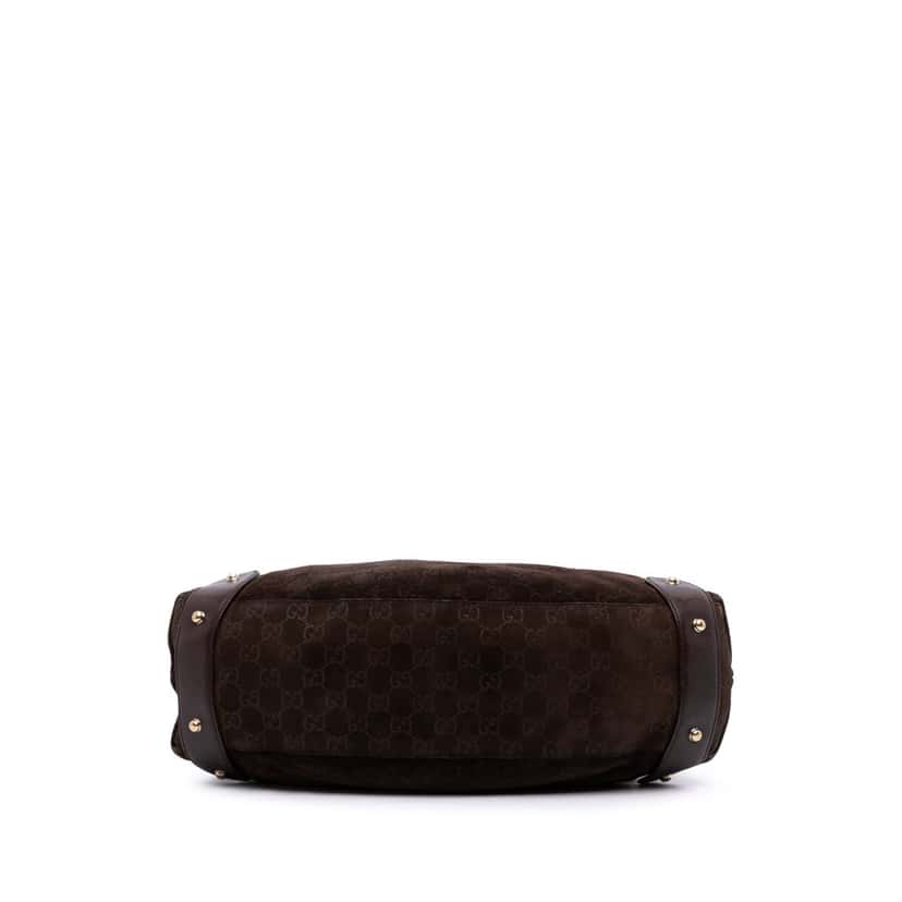 Gucci Medium Guccissima Suede Pelham Shoulder Bag Brown Leather Good condition - Inside View