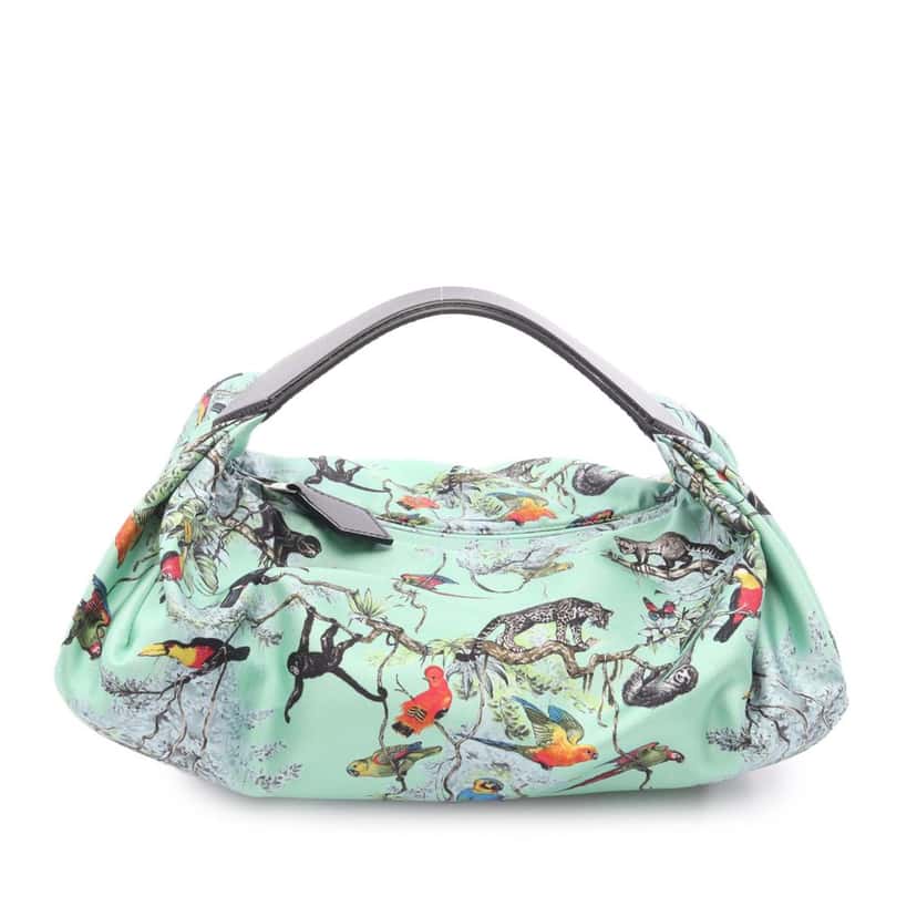 Hermès Silk Equateur Balusoie Bag Green Silk Good condition - Front View